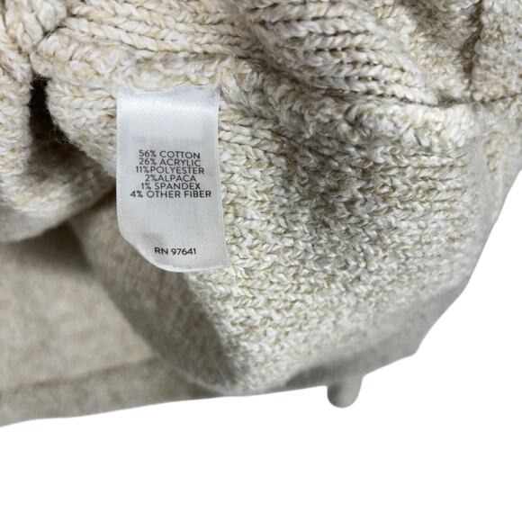 J. Jill Sweater S Natural Marl Speckled Mock Neck Pullover Cotton Alpaca - Picture 3 of 7